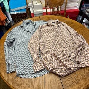 2 LedBury Stylish Men's Plaid Button-Down Shirt - Green and Brown